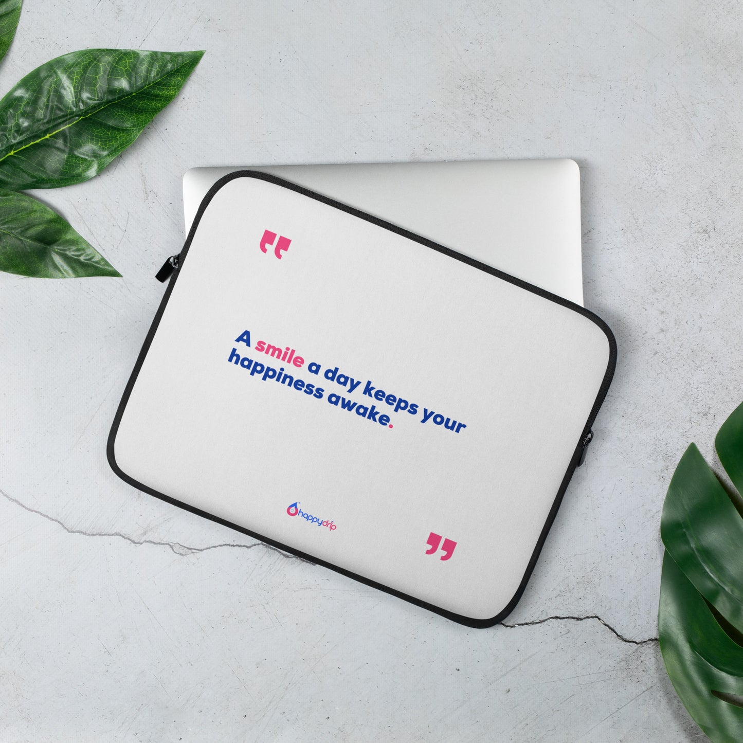 A smile a day keeps your happiness awake - White Laptop Sleeve