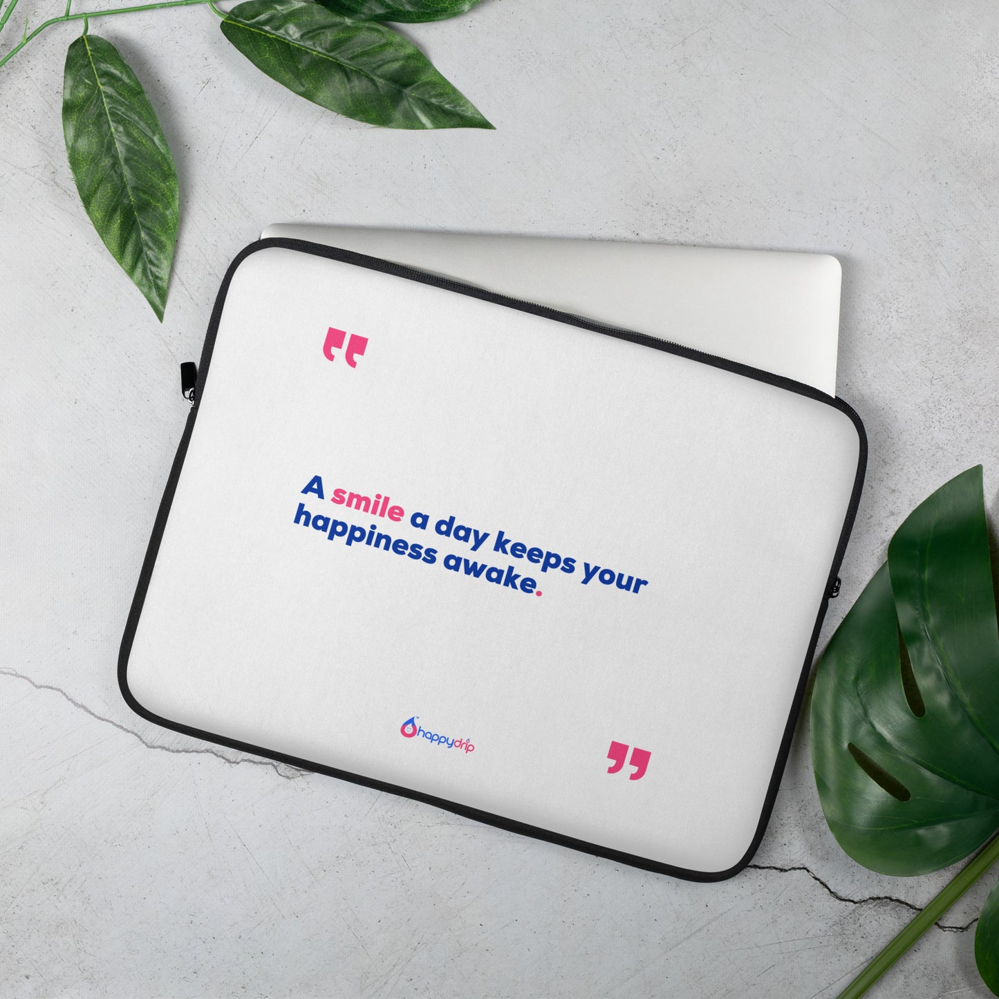 A smile a day keeps your happiness awake - White Laptop Sleeve